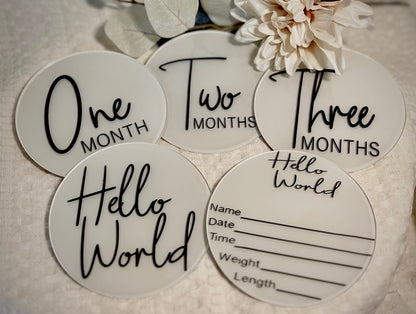 "Hello World" Acrylic Birth Announcement Sign Set