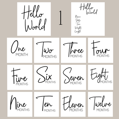 "Hello World" Acrylic Birth Announcement Sign Set